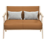 Loveseat Sofa for Small Spaces with Throw Pillows Rubber Wood Frame Padded Seat