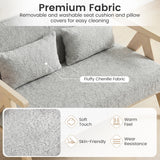 Loveseat Sofa for Small Spaces with Throw Pillows Rubber Wood Frame Padded Seat