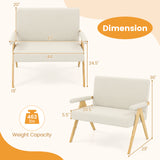 Loveseat Sofa with Armrests and Wooden Legs