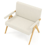 Loveseat Sofa with Armrests and Wooden Legs