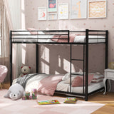 Low Profile Twin Over Twin Metal Bunk Bed with Full-length Guardrails