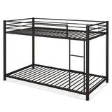 Low Profile Twin Over Twin Metal Bunk Bed with Full-length Guardrails