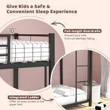 Low Profile Twin Over Twin Metal Bunk Bed with Full-length Guardrails
