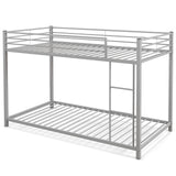 Low Profile Twin Over Twin Metal Bunk Bed with Full-length Guardrails