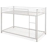 Low Profile Twin Over Twin Metal Bunk Bed with Full-length Guardrails