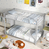 Low Profile Twin Over Twin Metal Bunk Bed with Full-length Guardrails