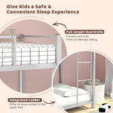 Low Profile Twin Over Twin Metal Bunk Bed with Full-length Guardrails