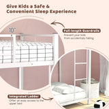 Low Profile Twin Over Twin Metal Bunk Bed with Full-length Guardrails