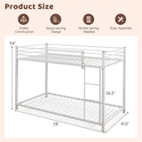 Low Profile Twin Over Twin Metal Bunk Bed with Full-length Guardrails