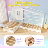 L-shaped Double Twin Beds House Platform Beds with Fences Corner Bed Frame