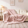 Luxury Fuzzy Plush Rabbit Fur Bubble Blanket for Armchair