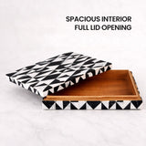 Decorative Box Medley Harlequin Resin Inlay, Black - White, 6 sizes