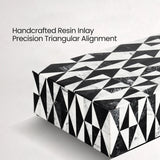 Decorative Box Medley Harlequin Resin Inlay, Black - White, 6 sizes