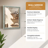 20"x16" Rectangular Mirror – Black White Herringbone MDF Frame
