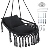 Macrame Swing Chair Hammock Chair with 2 Removable Cushions