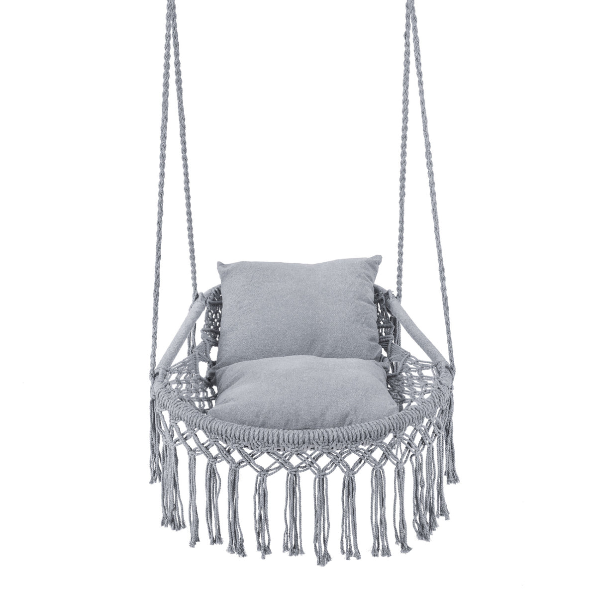 Macrame Swing Chair Hammock Chair with 2 Removable Cushions