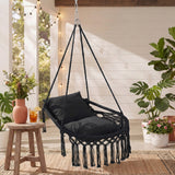 Macrame Swing Chair Hammock Chair with 2 Removable Cushions