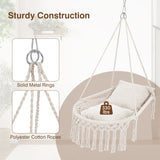 Macrame Swing Chair Hammock Chair with 2 Removable Cushions