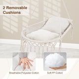 Macrame Swing Chair Hammock Chair with 2 Removable Cushions