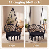 Macrame Swing Chair Hammock Chair with Round Seat Cushion