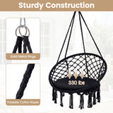 Macrame Swing Chair Hammock Chair with Round Seat Cushion
