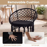 Macrame Swing Chair Hammock Chair with Round Seat Cushion