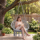 Macrame Swing Chair Hammock Chair with Round Seat Cushion