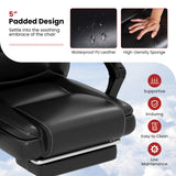 Massage Adjustable Executive Chair with Armrests and Retractable Footrest-Black
