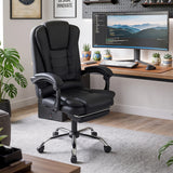 Massage Office Chair with Footrest & Reclining Backrest and Swivel Seat-Black