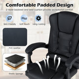 Massage Office Chair with Footrest & Reclining Backrest and Swivel Seat-Black