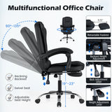 Massage Office Chair with Footrest & Reclining Backrest and Swivel Seat-Black