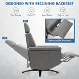 Swivel Massage Recliner Single Sofa with Adjustable Headrest-Gray