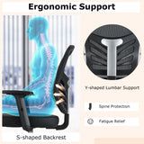 Mesh Drafting Chair Office Chair with Adjustable Armrests and Foot-Ring-Black