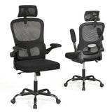 Mesh Office Chair with Adaptive Lumbar Support  Flip-up Armrests  Reclining Backrest-Black