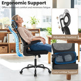 Mesh Office Chair with Adaptive Lumbar Support  Flip-up Armrests  Reclining Backrest-Black