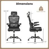Mesh Office Chair with Adaptive Lumbar Support  Flip-up Armrests  Reclining Backrest-Black