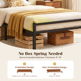Metal Bed Frame with Upholstered Headboard-Twin Size