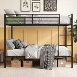 Metal Bunk Bed Full Over Full with Length Safety Guardrail-Black