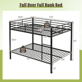 Metal Bunk Bed Full Over Full with Length Safety Guardrail-Black