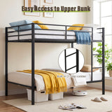 Metal Bunk Bed Full Over Full with Length Safety Guardrail-Black