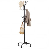 Metal Coat Rack Freestanding with 16 Hooks and 4 Legs for Entryway Office Bedroom-Black