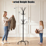 Metal Coat Rack Freestanding with 16 Hooks and 4 Legs for Entryway Office Bedroom-Black