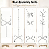 Metal Coat Rack Freestanding with 16 Hooks and 4 Legs for Entryway Office Bedroom-Black