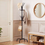 Metal Coat Rack Freestanding with 16 Hooks and 4 Legs for Entryway Office Bedroom-Black