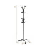 Metal Coat Rack Freestanding with 16 Hooks and 4 Legs for Entryway Office Bedroom-Black