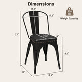 Metal Dining Chair Set of 4 Stackable Kitchen Chairs with Removable Backs and PU Leather Cushioned Seat-Black