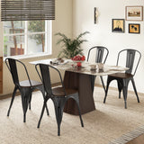Metal Dining Chairs Set of 4 Tolix Style Stackable Kitchen Chairs with Wood Seat