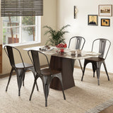 Metal Dining Chairs Set of 4 Tolix Style Stackable Kitchen Chairs with Wood Seat