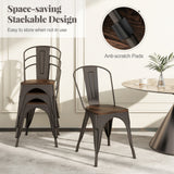Metal Dining Chairs Set of 4 Tolix Style Stackable Kitchen Chairs with Wood Seat