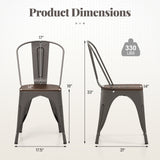 Metal Dining Chairs Set of 4 Tolix Style Stackable Kitchen Chairs with Wood Seat